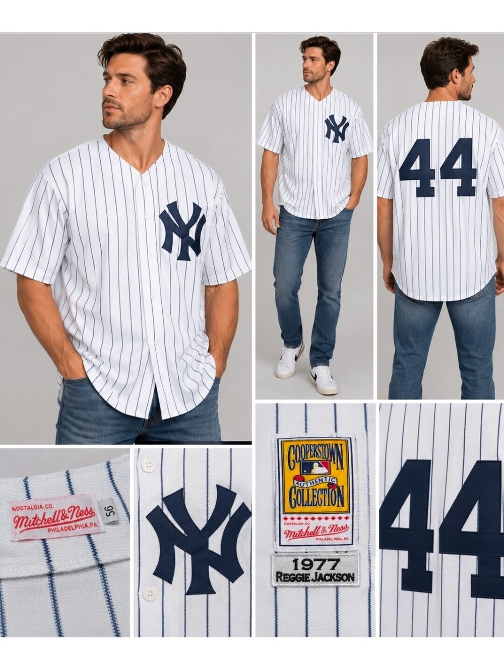 Mitchell & Ness Reggie Jackson #44 Yankees 1977 Cooperstown Jersey Size 56 XXL